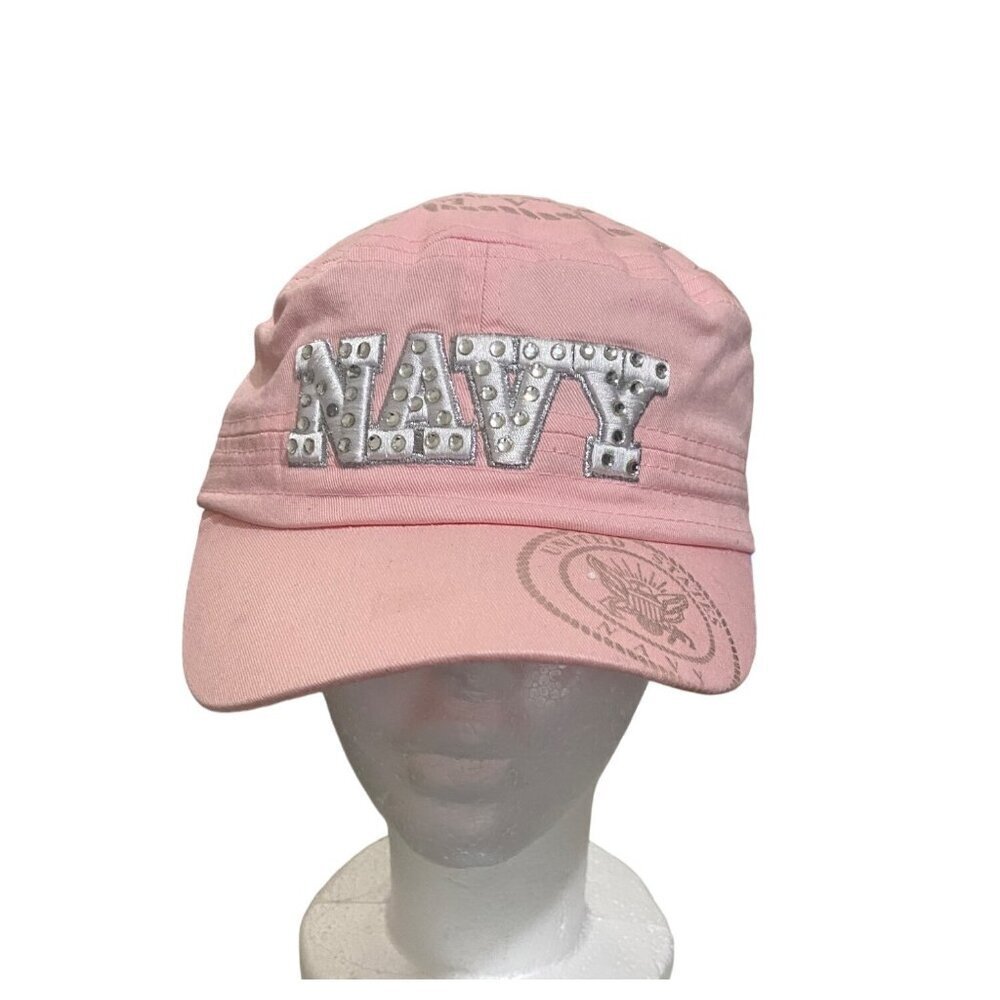 Pink‎ Pot Bull Navy Cap With Rhinestones & USA Seal